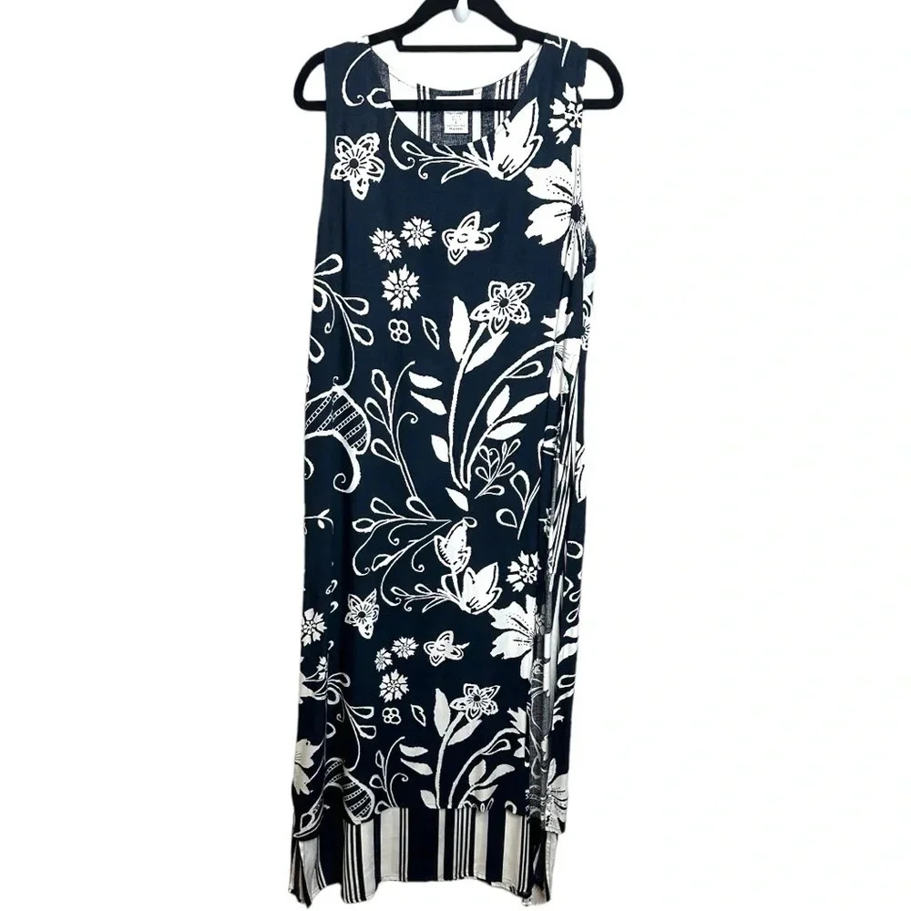 Vintage‎ 90’s Paradiso Long Tank Dress Side Slits Peek A Boo Lining 
Size Small